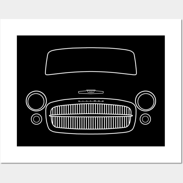 Hillman Minx classic 1950s British car white outline graphic Wall Art by soitwouldseem